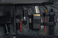a black case filled with lots of different items